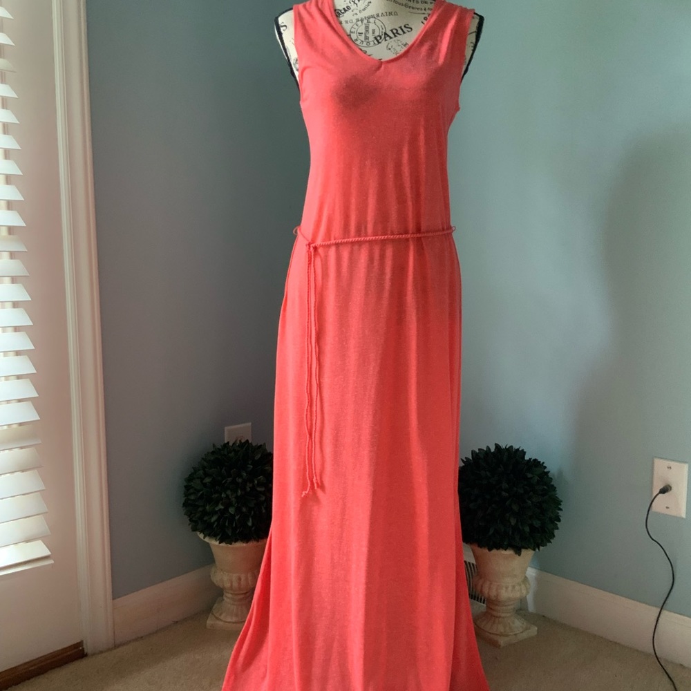 NWT! Coral Maxi Dress w/ tie.